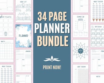 Planificador imprimible / Planificador sin fecha y seguimiento / PDF imprimible de 8,5 x 11 pulgadas / Estética azul frío