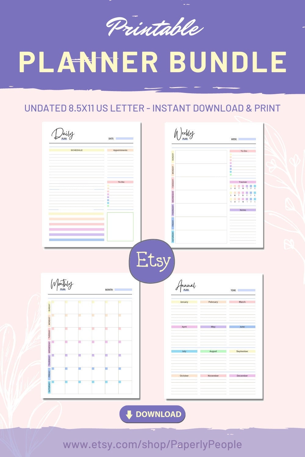 Printable Calendar Bundle Small Business Planner Personal Planner ...