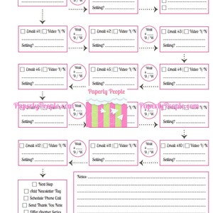 May include: A pink and green checklist with the title "Setting Up An Email Marketing Campaign". The checklist includes steps for creating an email marketing campaign, including a signup page, welcome email, and follow-up emails. The checklist also includes a section for adding a tag and a section for notes.