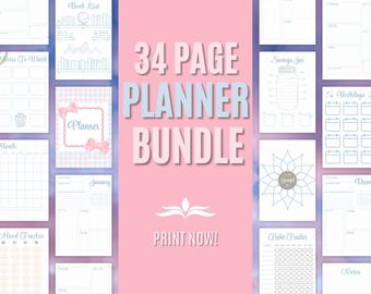 Planificador imprimible / Planificador sin fecha y seguimiento / PDF imprimible en formato carta de 8,5 x 11 / Coquettecore Aesthetic