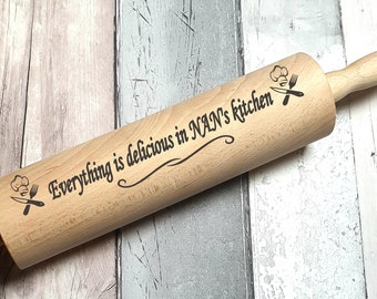 Personalised Wooden Large Rolling Pin, Any Message Engraved, Custom  Rolling Pin, Gift for Mum, Grandma Gift, Personalised Christmas Gift
