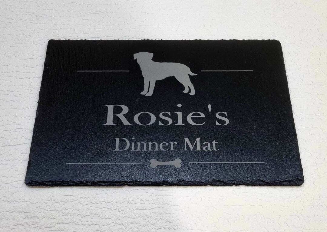 Personalised Slate Dog Food Mat, Personalised Dog Food Mat