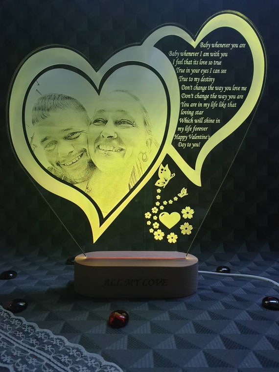 Lámpara de noche personalizada Lámpara personalizada con foto y texto  Regalo personalizado del día de San Valentín Regalo personalizado para  pareja Regalo de aniversario -  España