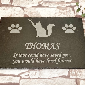 Personalised Memorial Slate Plaque For Pet Cat, Engraved With Name, Date And Message, Pet loss, Memorial Plaque For Cat Waterproof Memorial