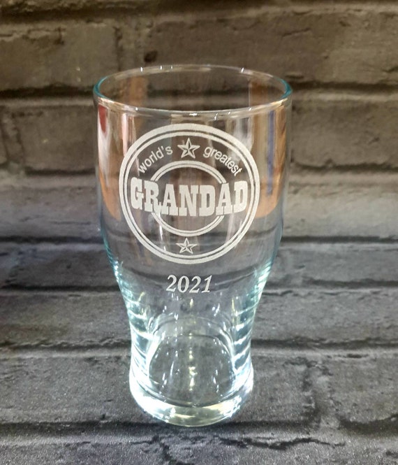 Grandads PERSONALISED ENGRAVED TULIP PINT GLASS Any Message Engraved Free 