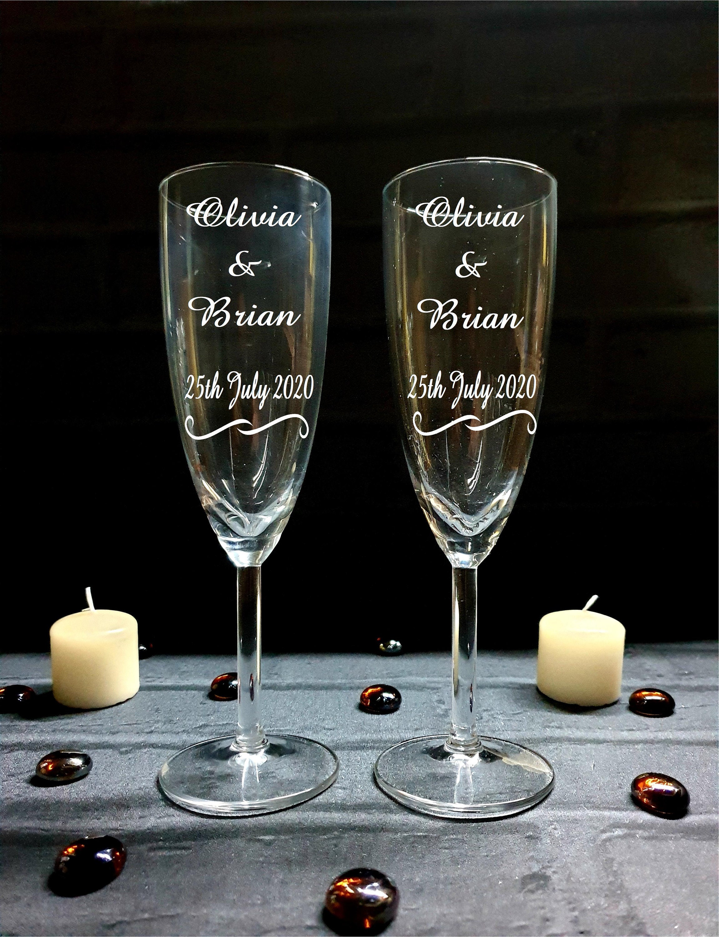 Personalised Engraved Champagne Glasses Set Personalised Etsy