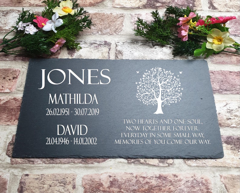 Personalised Memorial Slate Plaque Grave Marker for Couple Etsy