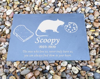 Personalised Memorial Slate Plaque For Pet Rat, Engraved With Any Name And Message, Personalised Memorial Slate Plaque For Your Pet Gerbil