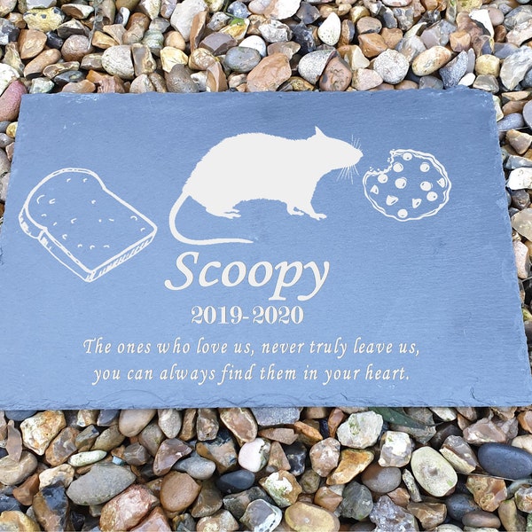 Personalised Memorial Slate Plaque For Pet Rat, Engraved With Any Name And Message, Personalised Memorial Slate Plaque For Your Pet Gerbil
