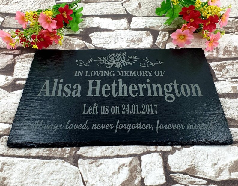 Personalised Memorial Slate Plaque Grave Marker Engraved With Etsy UK