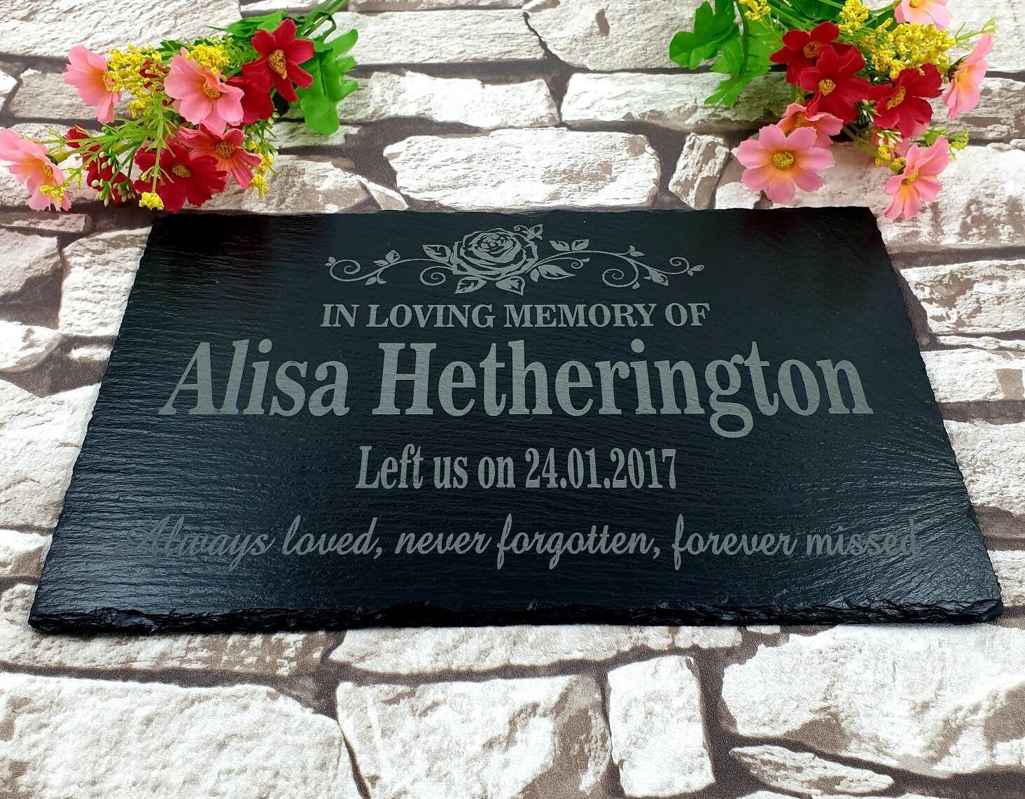 Personalised Memorial Slate Plaque Grave Marker Engraved With Etsy Canada