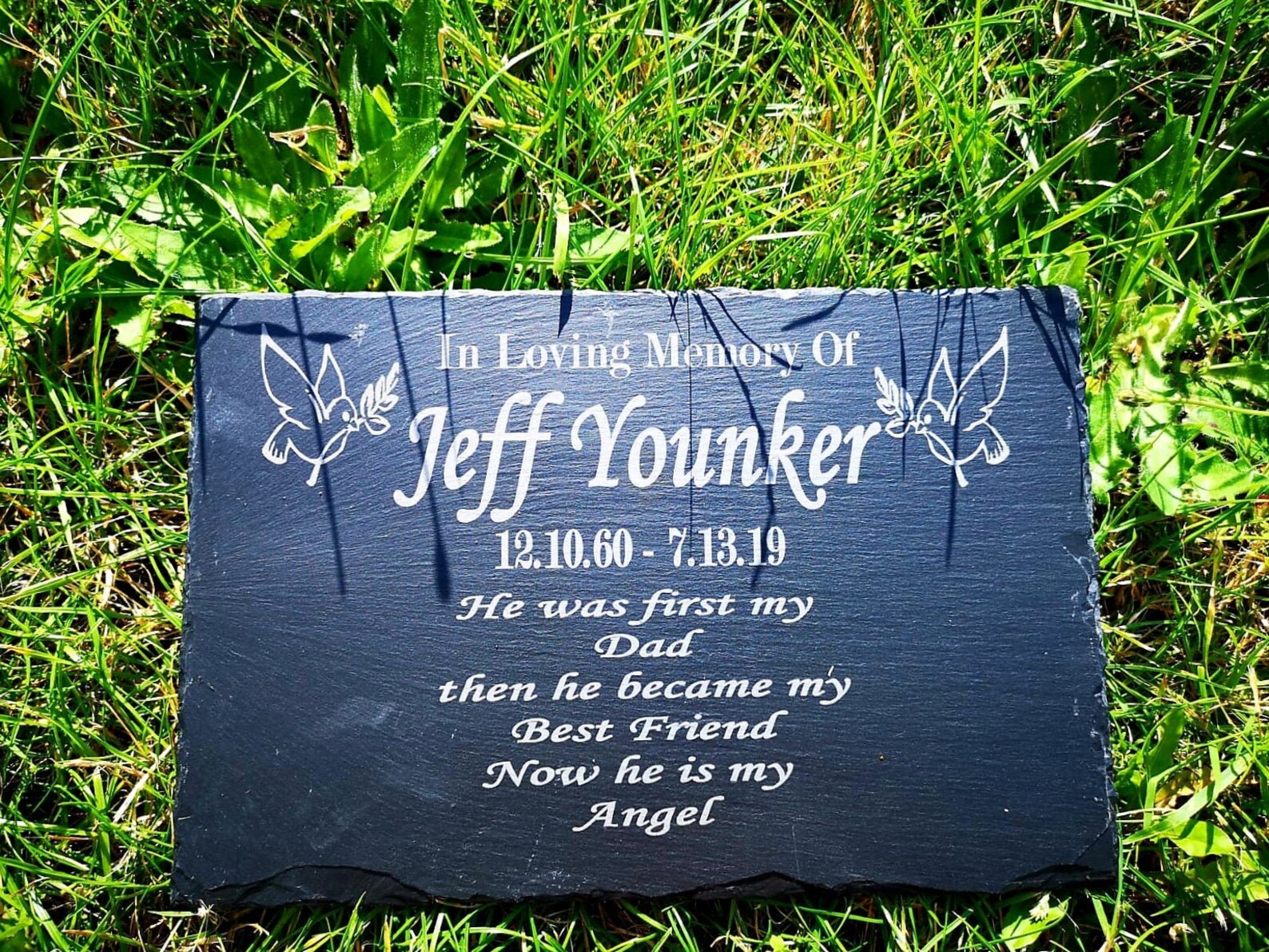 Personalised Memorial Slate Plaque Grave Marker Engraved With Etsy