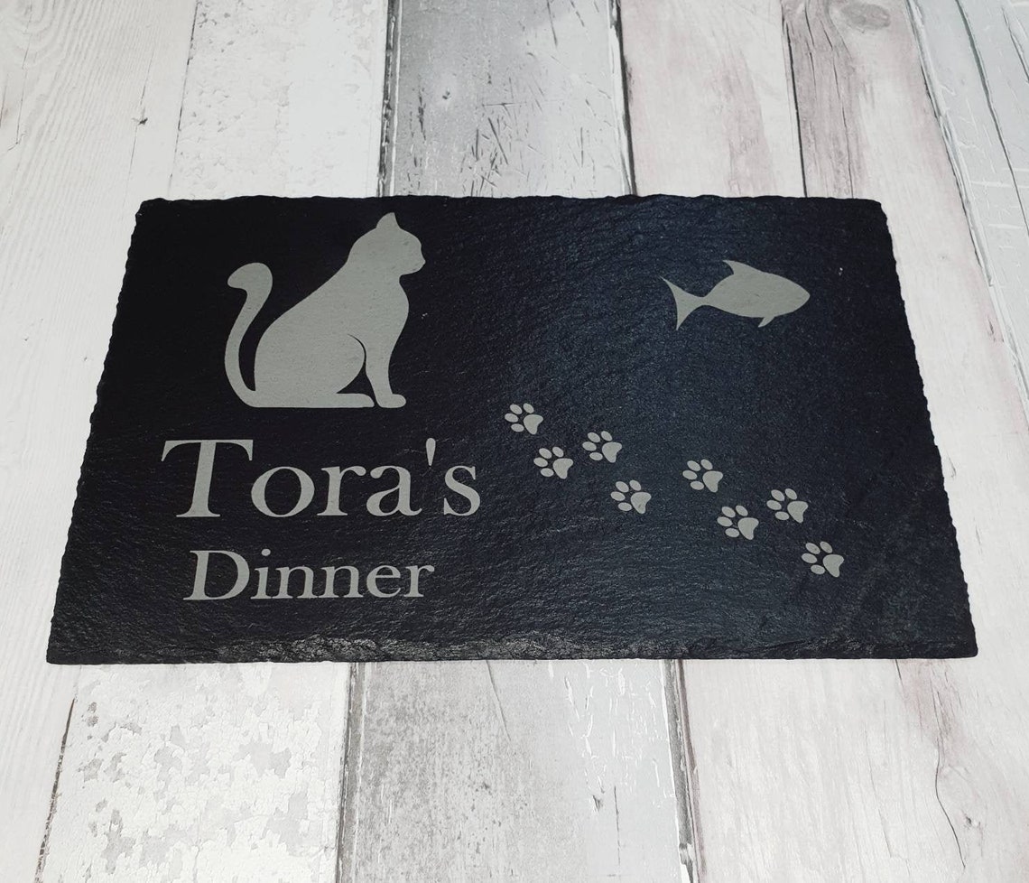 Personalised Slate Rectangle Cat Food Mat Personalised Cat Etsy