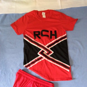 Men Red Toros Cheerleader Costume: RCH Shirt Shorts