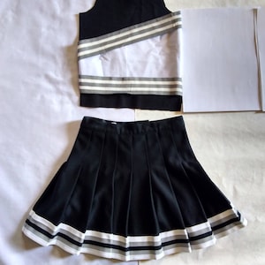 Black Grey Cheerleader Uniform Football Halloween Costume Cosplay Customize