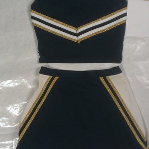 Blue High Rise Tiger Eagle Lion Gold Cheerleader Uniform Football Halloween Costume