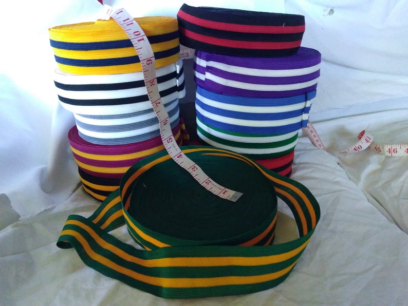 2 Cheerleader Trims Stripes Band Mix Colors White Black Red Fabric