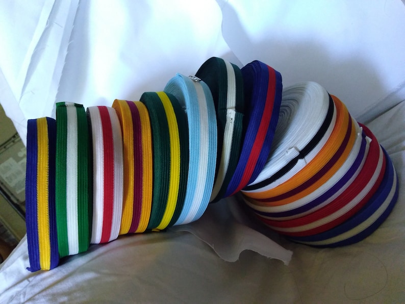 2 Cheerleader Trims Stripes Band Mix Colors White Black Red Fabric