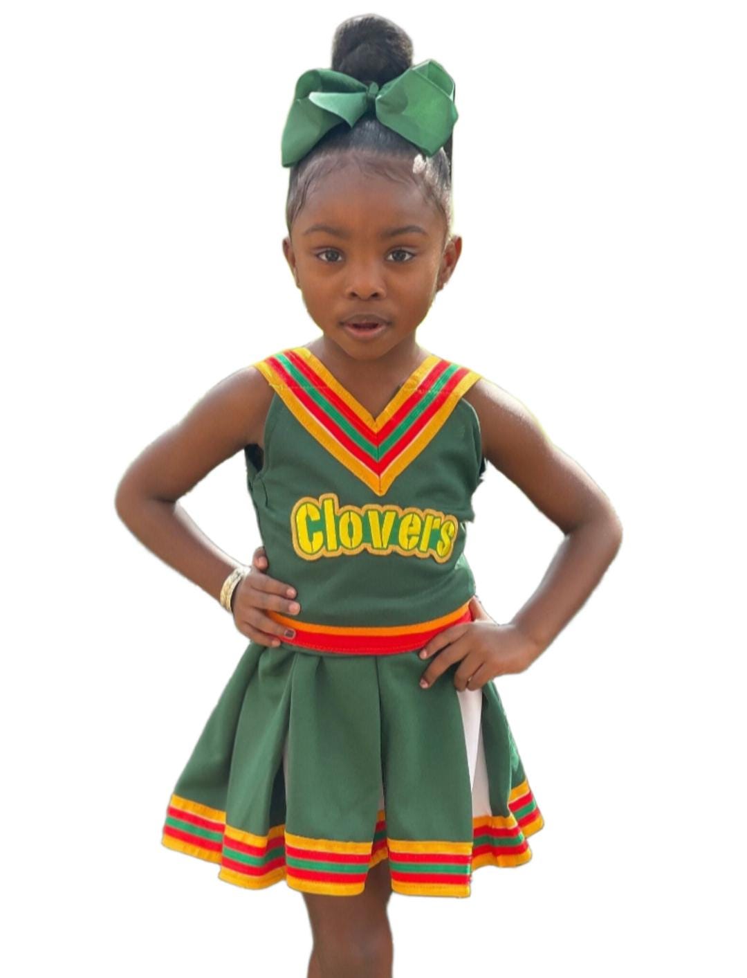 Kids Adults Cheerleader Costume Clovers Football Game Halloween