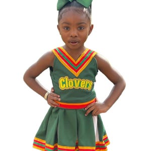 Kids Adults Cheerleader Costume: Clovers, Football Game, Halloween Cosplay