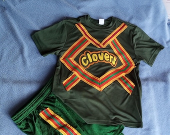 Clovers East Compton Green Kids Men&#39;s Shirt Pants Cheerleader Uniform Halloween Costume Cosplay