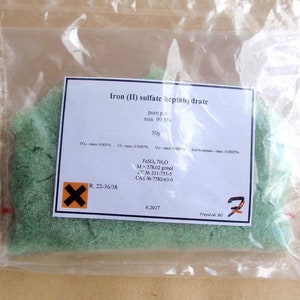 Iron (II) sulfate heptahydrate (Ferrous) - 99% tech. grade Mordant for natural dyeing