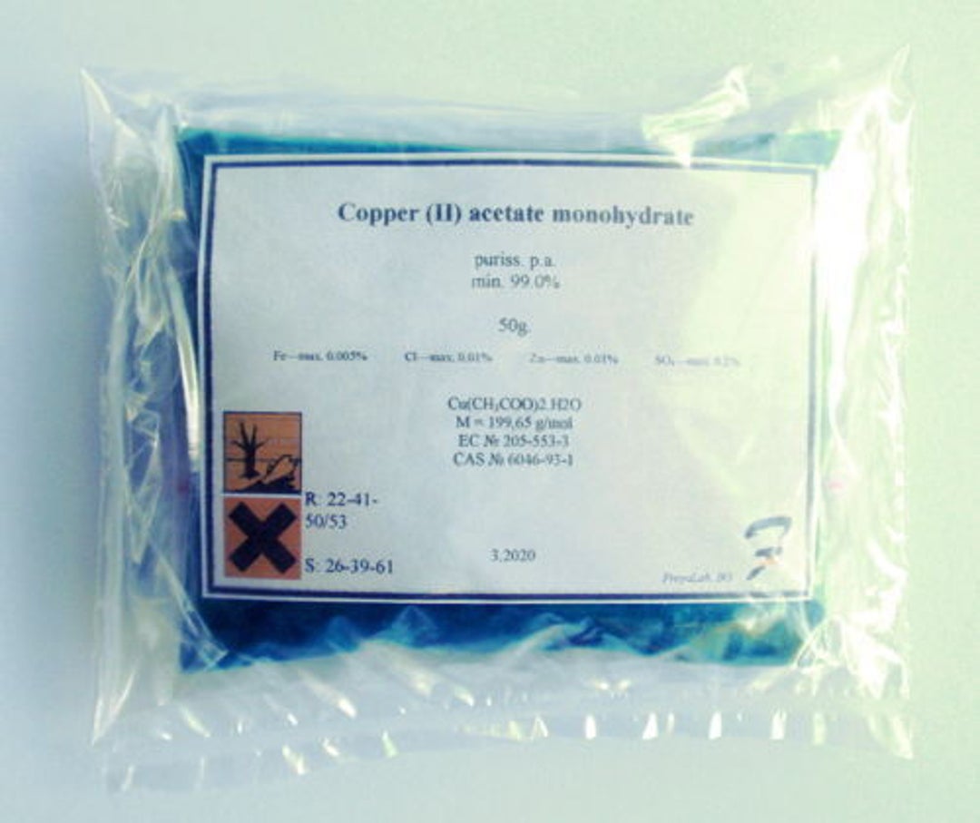 Copper II Acetate Monohydrate 99 Pure P.a. Powder Etsy