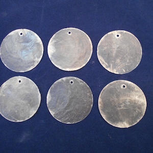 Set of 50 Drilled Capiz Shells - Round Cut - 1 1/2