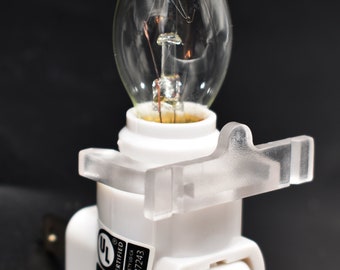 Night Light Base Set - Standard  On/Off Switch - complete with Bulb and Mounting Clip - DIY Night Light Parts