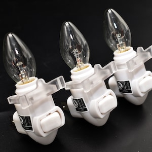 3 Pack: Night Light Base Set - Standard  On/Off Switch - complete with Bulb and Mounting Clip - DIY Night Light Parts