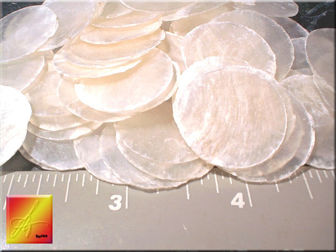 Capizzi Shells Set of 10 Capiz Shells Round Cut - 1