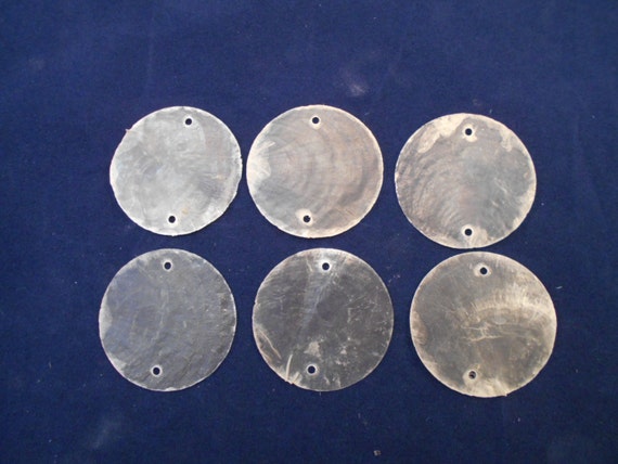 Set of 30 Crafts Windchime 30 White Capiz Shell Round Pendants Discs 1/"