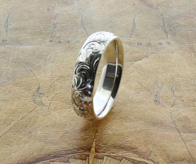 Western wedding rings hand engraved bands western jewelry