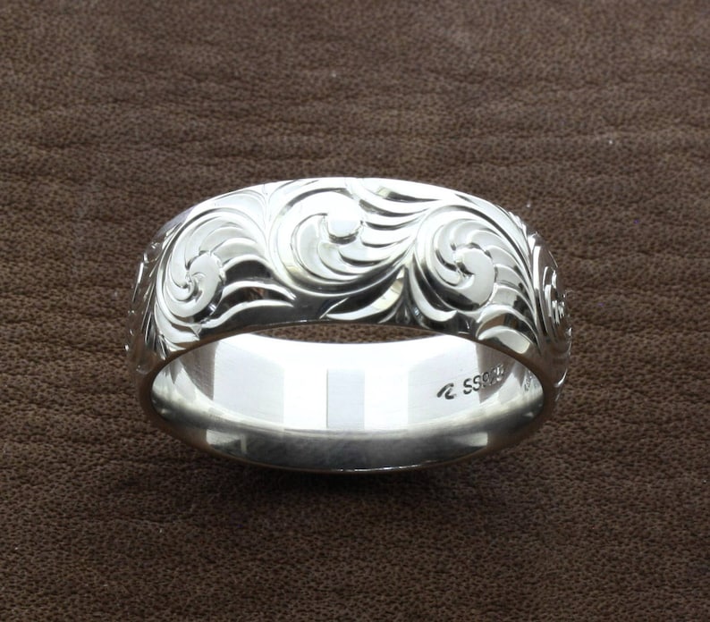 Mens Western Wedding Rings Hand Engraved Ring Custom Engraved Etsy