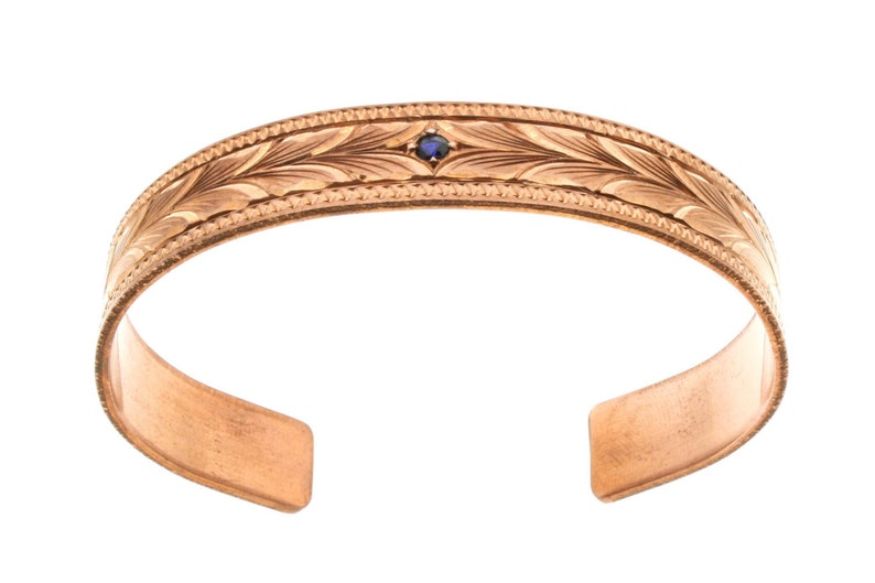 botanical jewelry Hand crafted jewelry copper bracelet Birthstone jewelry Sapphire birthstone bracelet handmade jewelry bohemian jewelry
