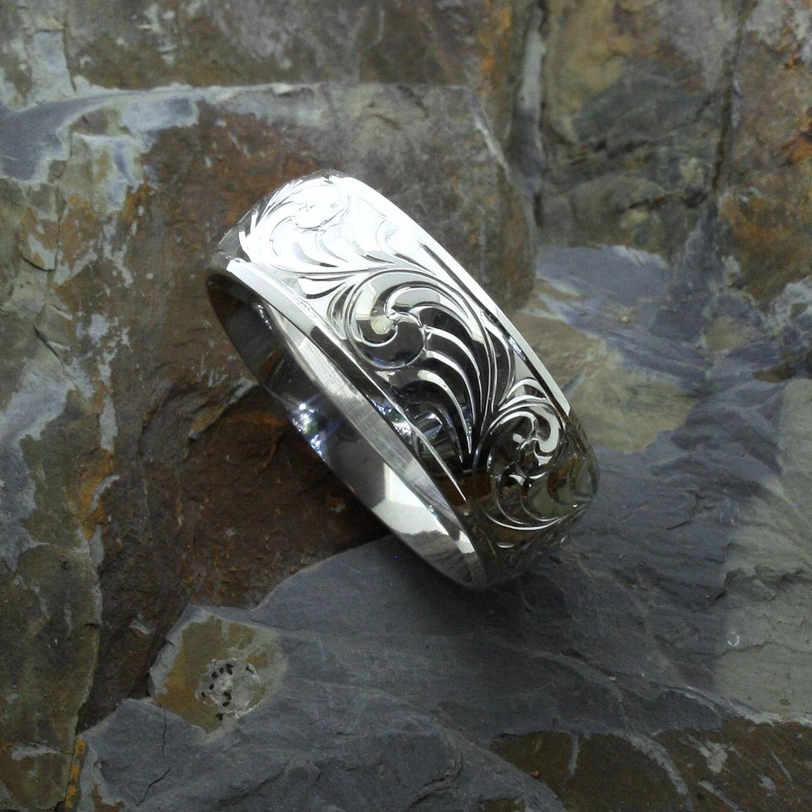 Hand Engraved Western Ring Western Wedding Rings Custom Etsy