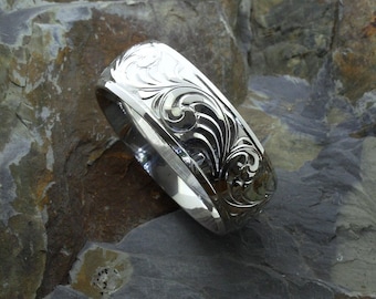 sterling silver ring wedding rings hand engraved western