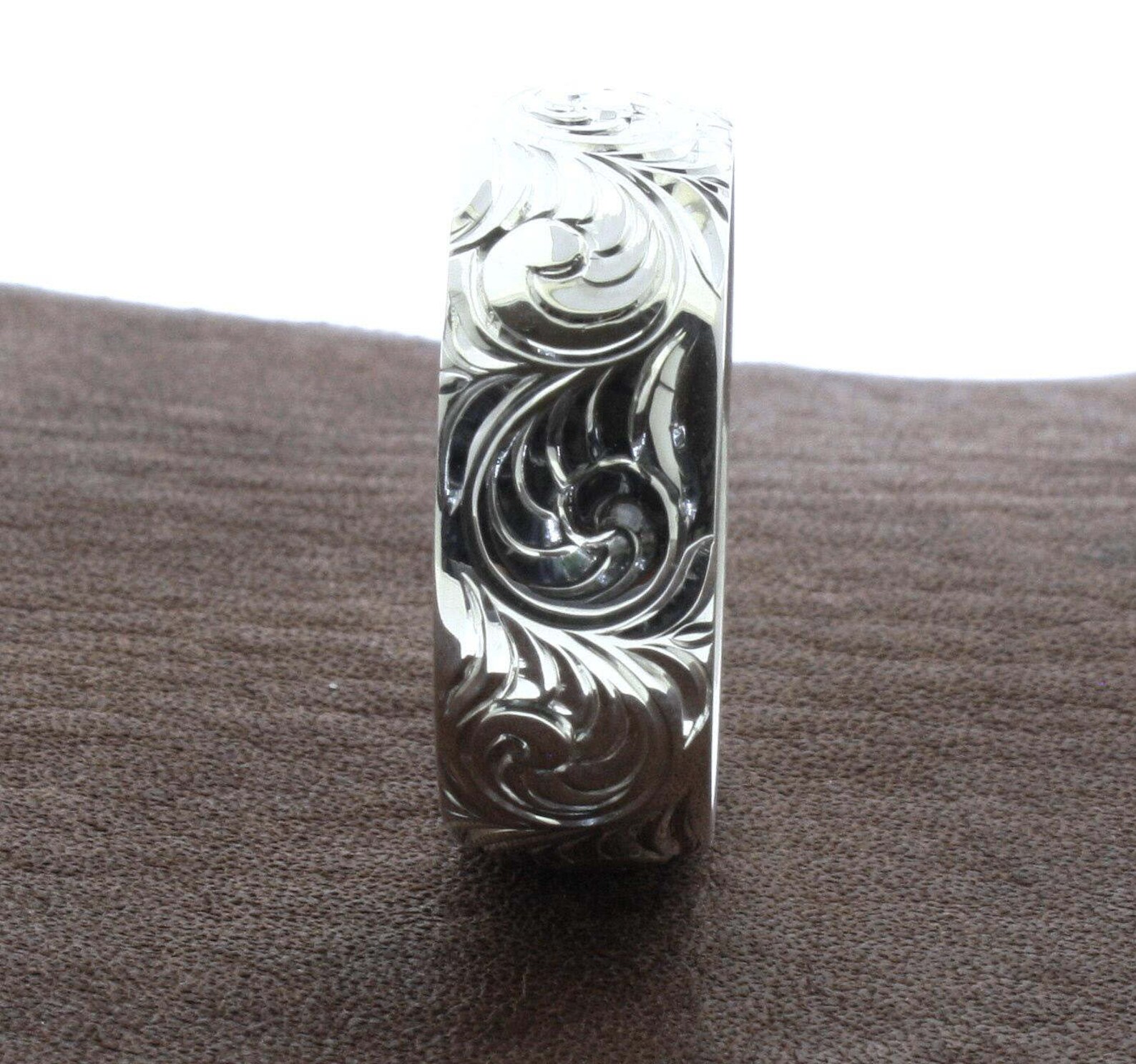 Mens Western Wedding Rings Hand Engraved Ring Custom Engraved Etsy