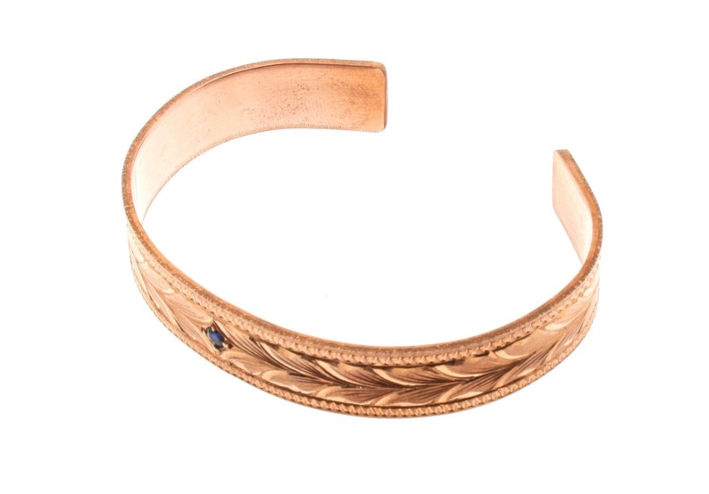 botanical jewelry Hand crafted jewelry copper bracelet Birthstone jewelry Sapphire birthstone bracelet handmade jewelry bohemian jewelry