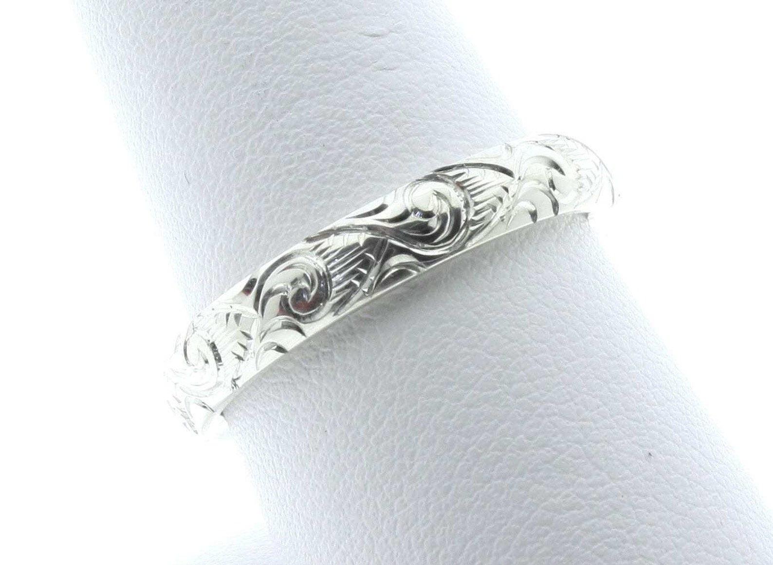 Western Men's Engraved Wedding Band Hand Engraved Ring Etsy
