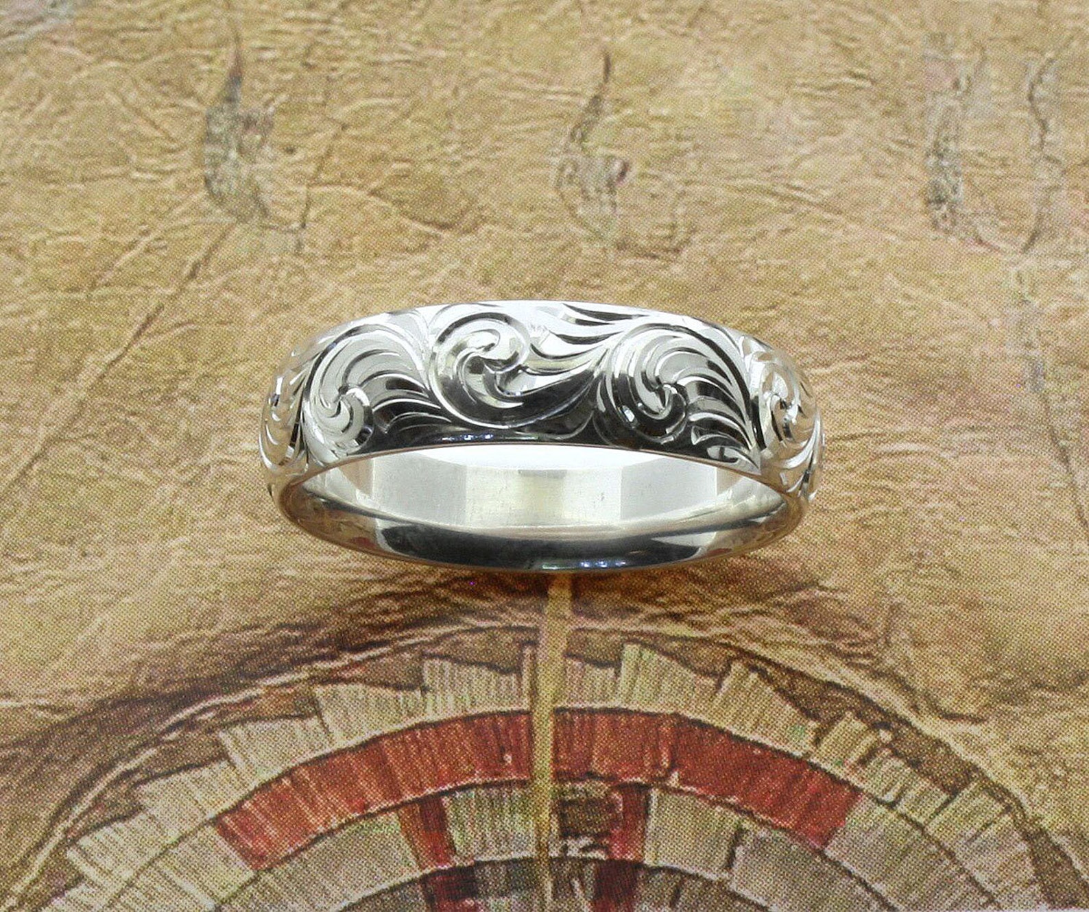 Western Wedding Rings Hand Engraved Bands Western Jewelry Etsy