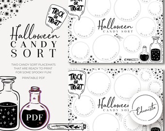 FREE Halloween Printable Candy Sort Placemat | Halloween Printables | Halloween Party Game | Halloween Print | Halloween Activity for Kids