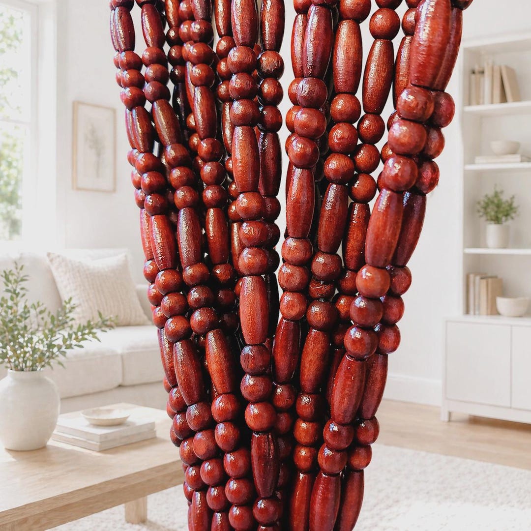 Beaded String Hand Made Wood Beaded Curtain-door Beads-35.5" Wide X 72 ...