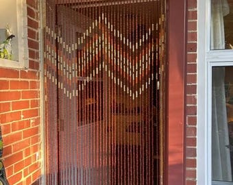 Handmade Wood Beaded Curtain: French Door Beads, 40 Strands (35.5" W x72" H)