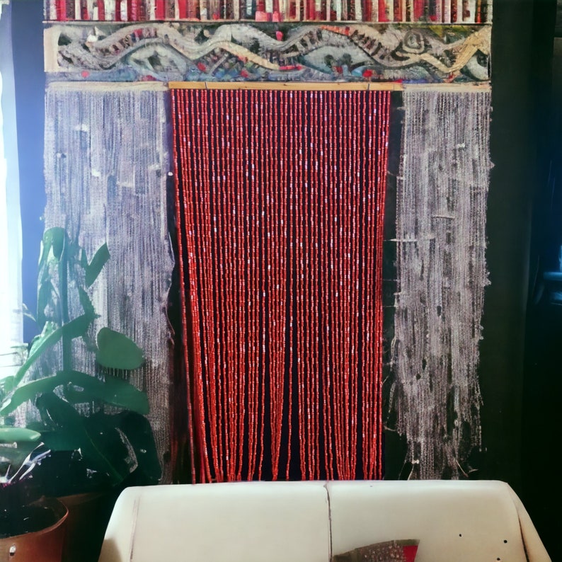 CLEARANCE! Hand Made Bamboo/Wood Beaded Curtain-Bohemian Door Beads-35.5" Wide x 77" High-45 Strands-Red-PLEASE read description! Bild 6