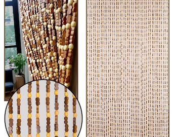 CLEARANCE! Hand Made Bamboo/Wood Beaded Curtain-Bohemian Door Beads-35.5" Wide x 77" High-45 Strands-SunBr.PLEASE Read Description!