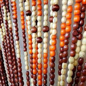Beaded String Hand Made Wood Beaded Curtain-French/European Style Door Beads-35.5&quot; Wide x 72&quot; High-40 Strands-Provence