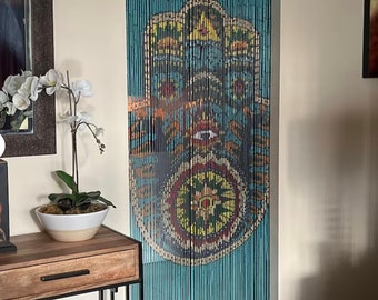 Hand Painted Bamboo Beaded Curtain-bohemian Door Beads-evil Eye