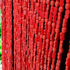 Beaded String™ Hand Made Bamboo/Wood Beaded Curtain-Bohemian Door Beads-35.5" Wide x 77" High-45 Strands-Red