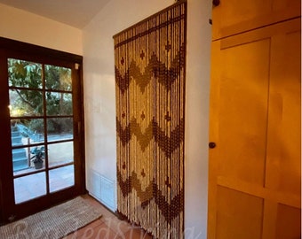 Cortina de cuentas de bambú y madera hecha a mano con cuentas Beaded String™ - Cuentas bohemias para puerta - 89 cm de ancho x 195 cm de alto - 45 hebras - Jardín